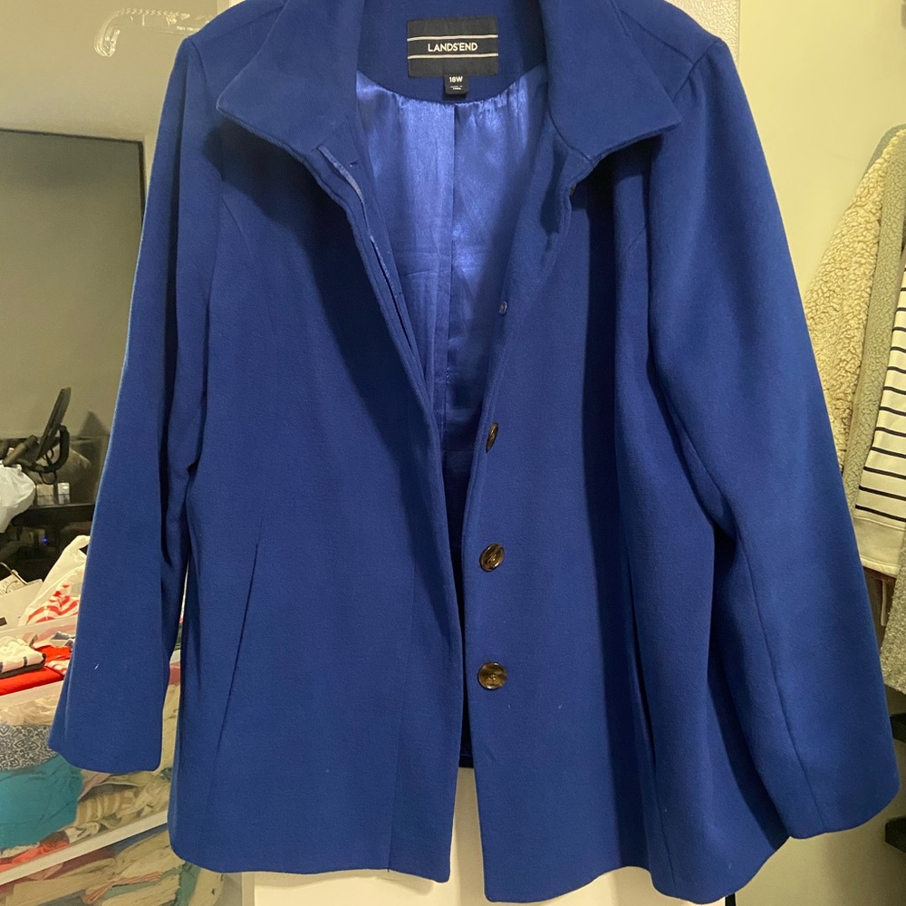 Lands' End Blue Pea Coat